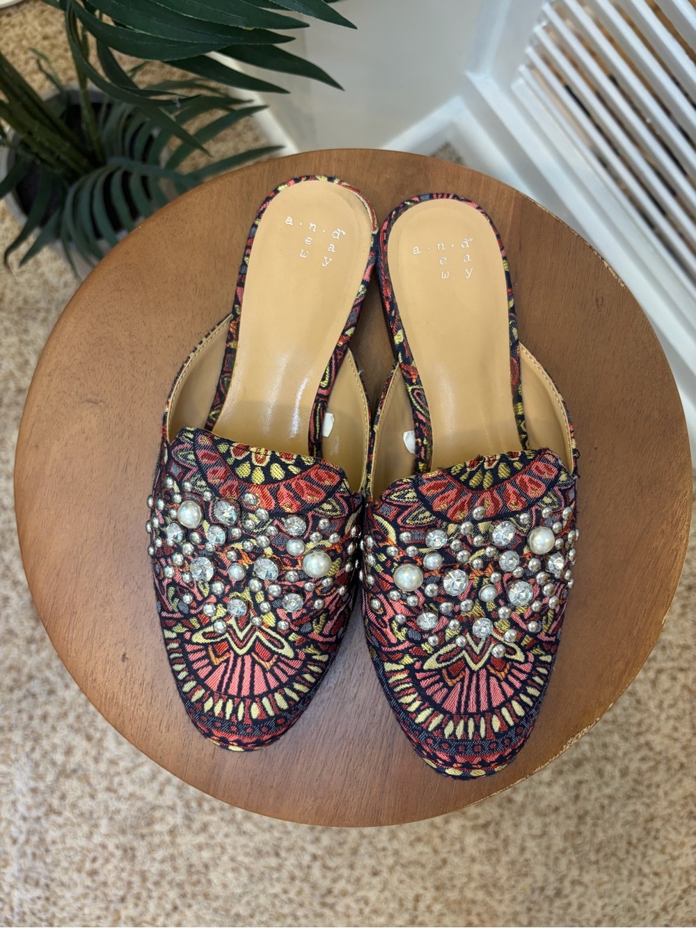 Fun Like New A New Day Embellished Tapestry Mules Size 6